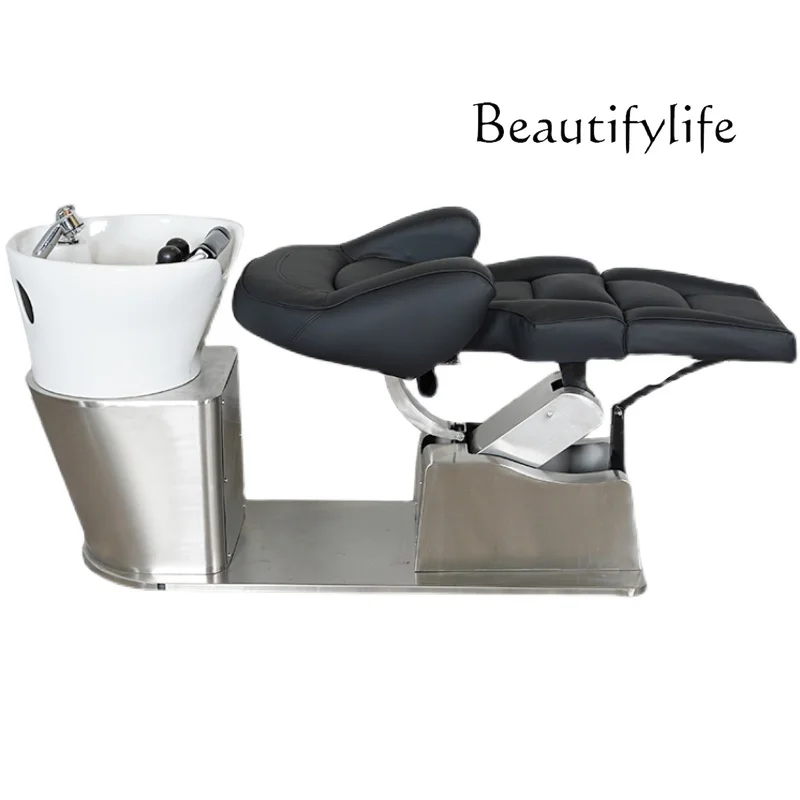 Split Barber Shop Hair Salon Rotating Shampoo Chair Multifunctional Electric Lift Beauty Care Bed