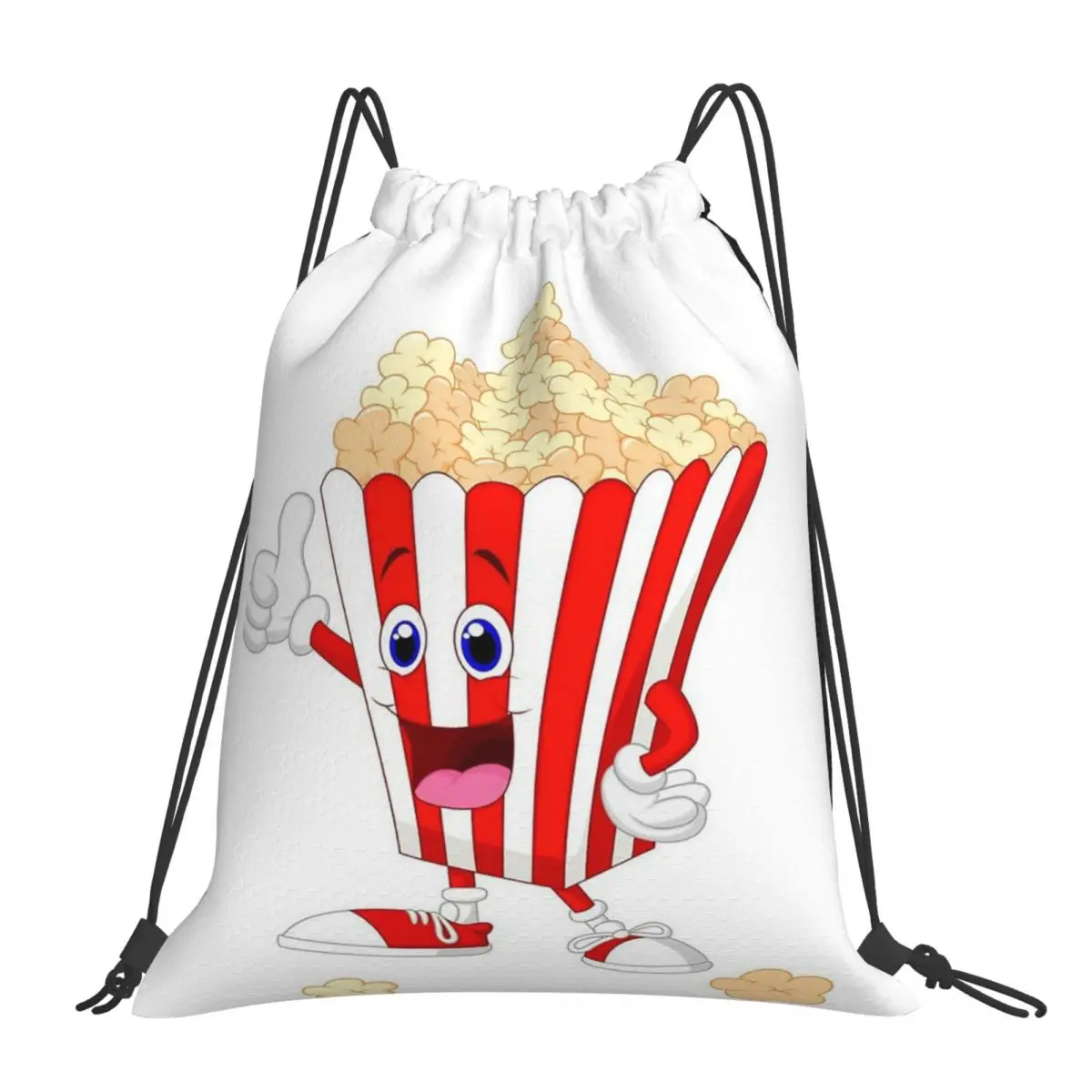 Popcorn Cartoon Art Backpacks Portable Drawstring Bags Drawstring Bundle Pocket Sports Bag Book Bags For Man Woman Students