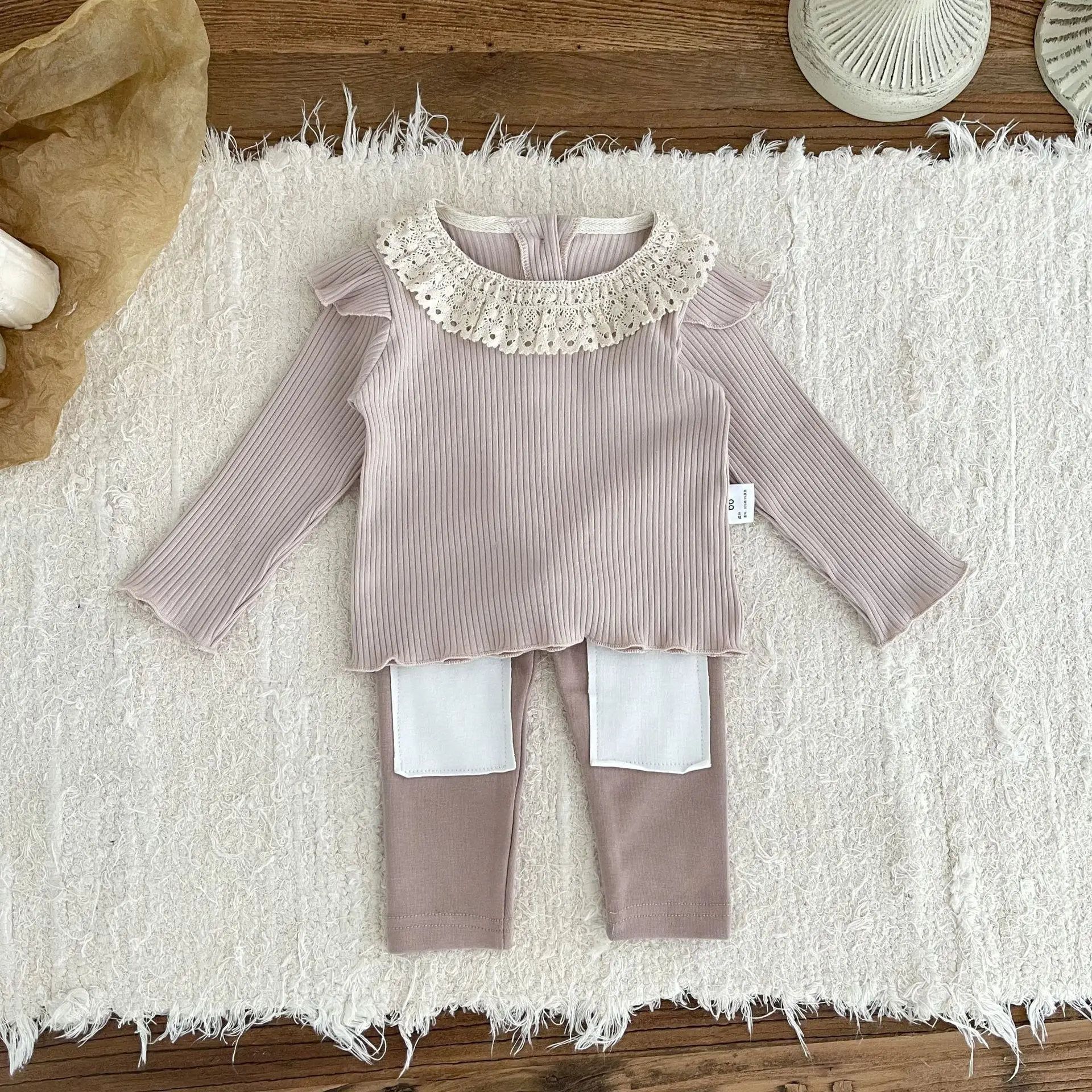 2025 Autumn New Baby Patchwork Patch Leggings Cotton Infant Toddler Simple Versatile Elastic Pants Baby Boy Girl Casual Trousers