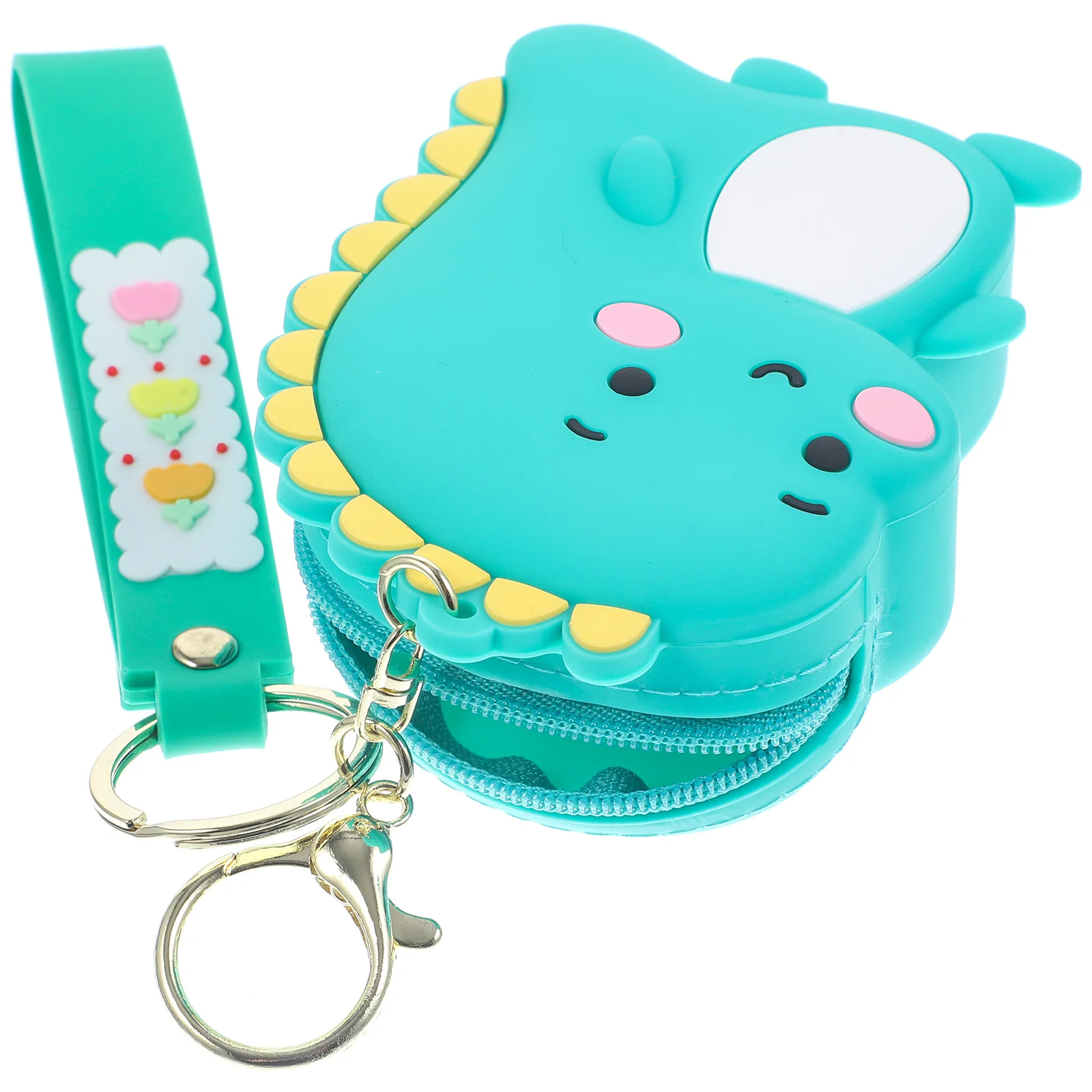 

Silicone Dinosaur Keychain Cute Cartoon Animal Coin Purse Small Wallets Zippered Change Purses Material