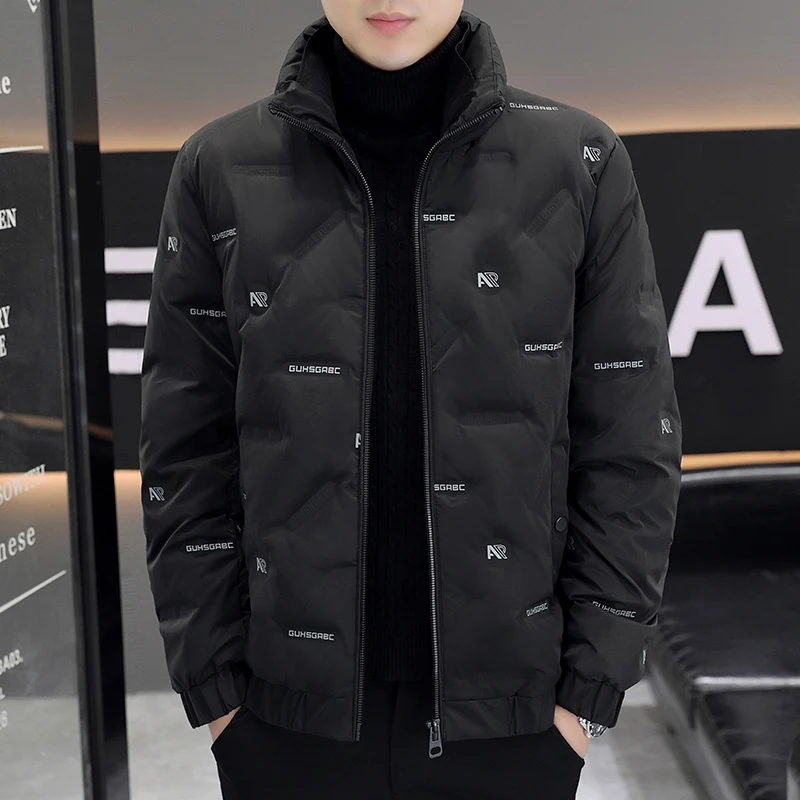 

New 2023 Men's Lightweight Thickened Stand Collar down Jacket Fashionable Casual Warm Youth Outerwear Polyester Fiber