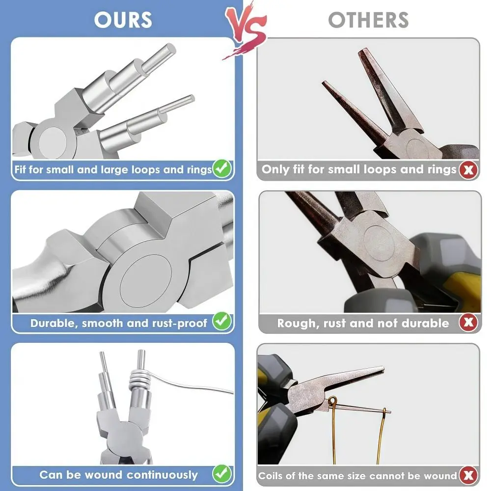 6 in 1 Round Nose Pliers Loop Making Forming Bends Bail Making Pliers Six Dan Making Jump Rings Wire Wrapping Pliers