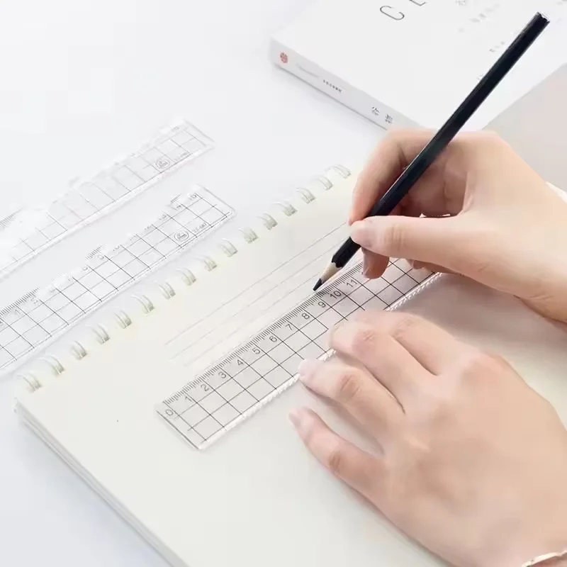 Acrylic Transparent Plastic Ruler Student Stationery Drawing Measuring Tool Small Angle Tool Ruler Multifunctional Ruler