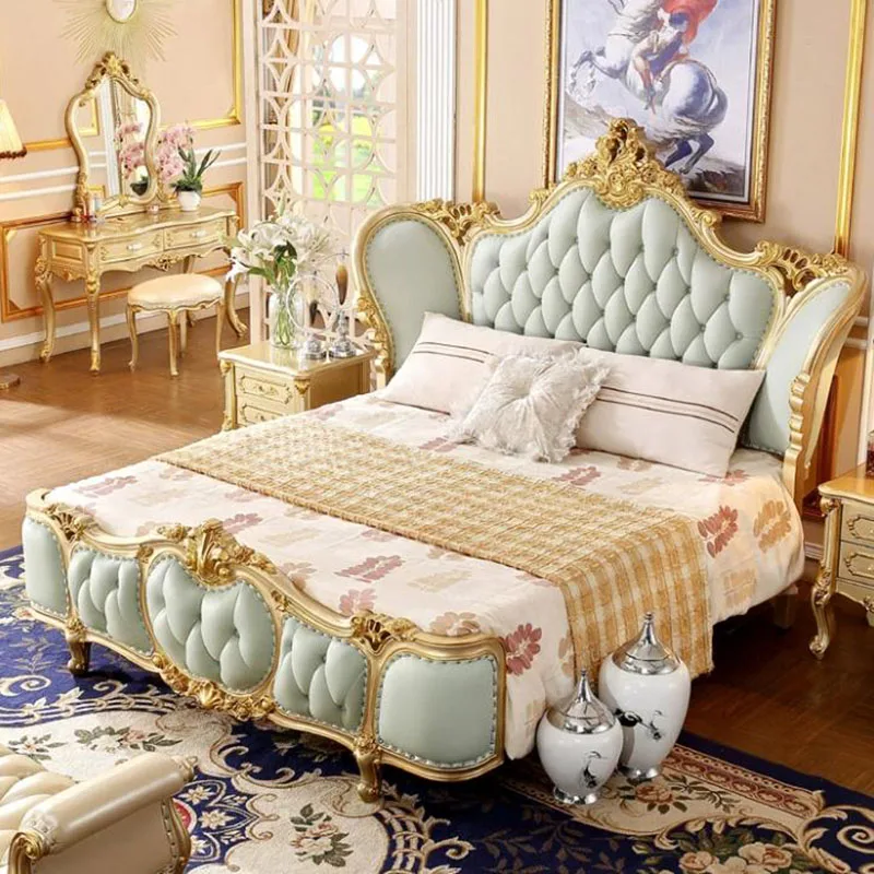 Modern Frame Bed Full Girls Beauty European Simple Princess Bed Sleeping Design Nordic Floor Double Wooden Cama Salon Furniture
