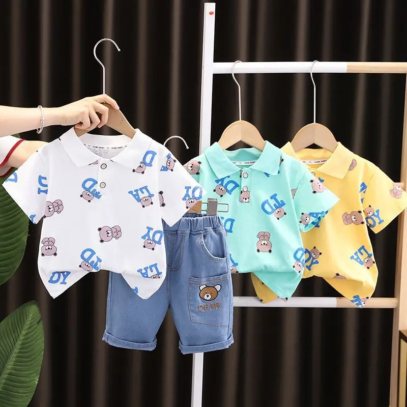 18M-5T summer child kids boys T shirt jeans sets suits