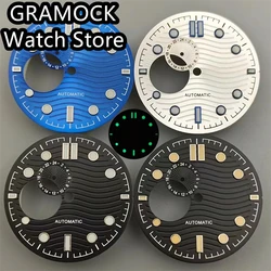 GRAMOCK 31mm Watch Dial Black/White/Blue Water Ripple Skeleton Dial Luminous for NH39 Movement Mechanical Watch Accessories