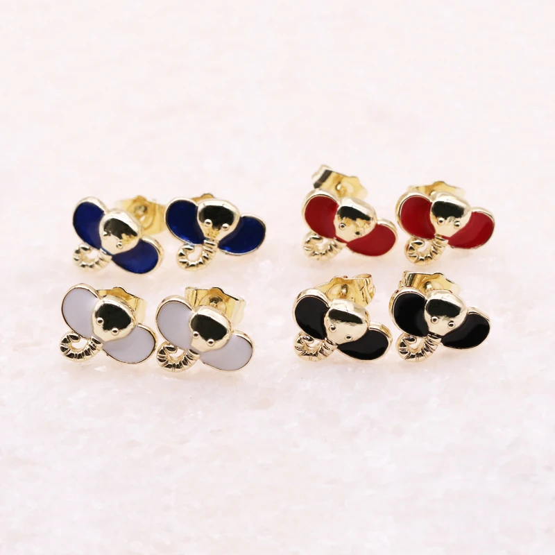 Stainless Steel Stud Earrings for Girls Muticolor Animal Elephant Jewelry