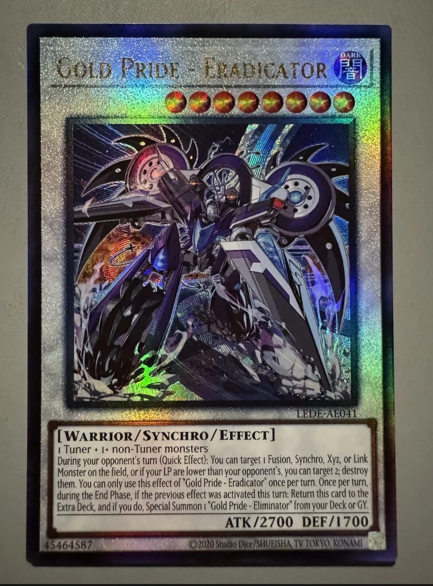 

Yugioh KONAMI Duel Monsters LEDE-AE041 Gold Pride - Eradicator Ultimate Rare Asian English Collection Mint Card