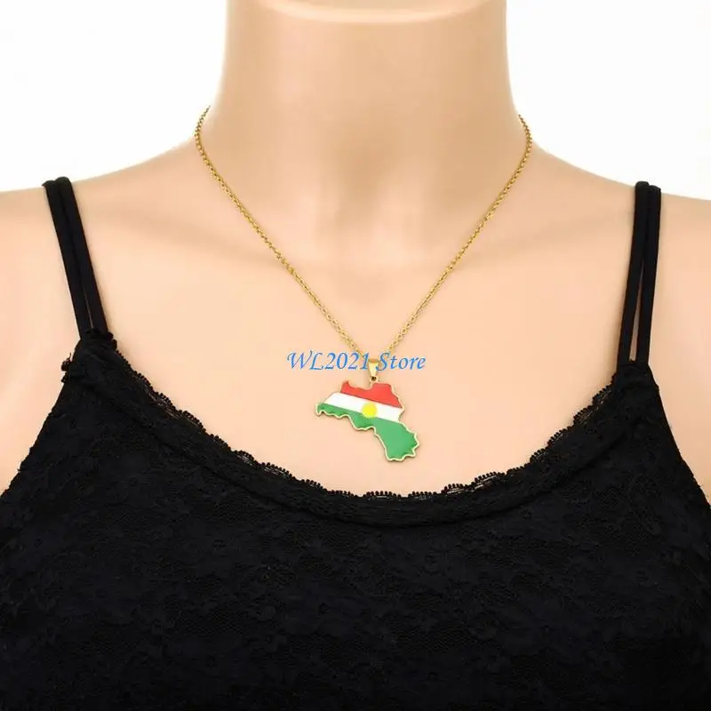

G5GC Kurdistan Map Pendant Necklace Neck Jewelry Perfect Gift for Culture Enthusiasts