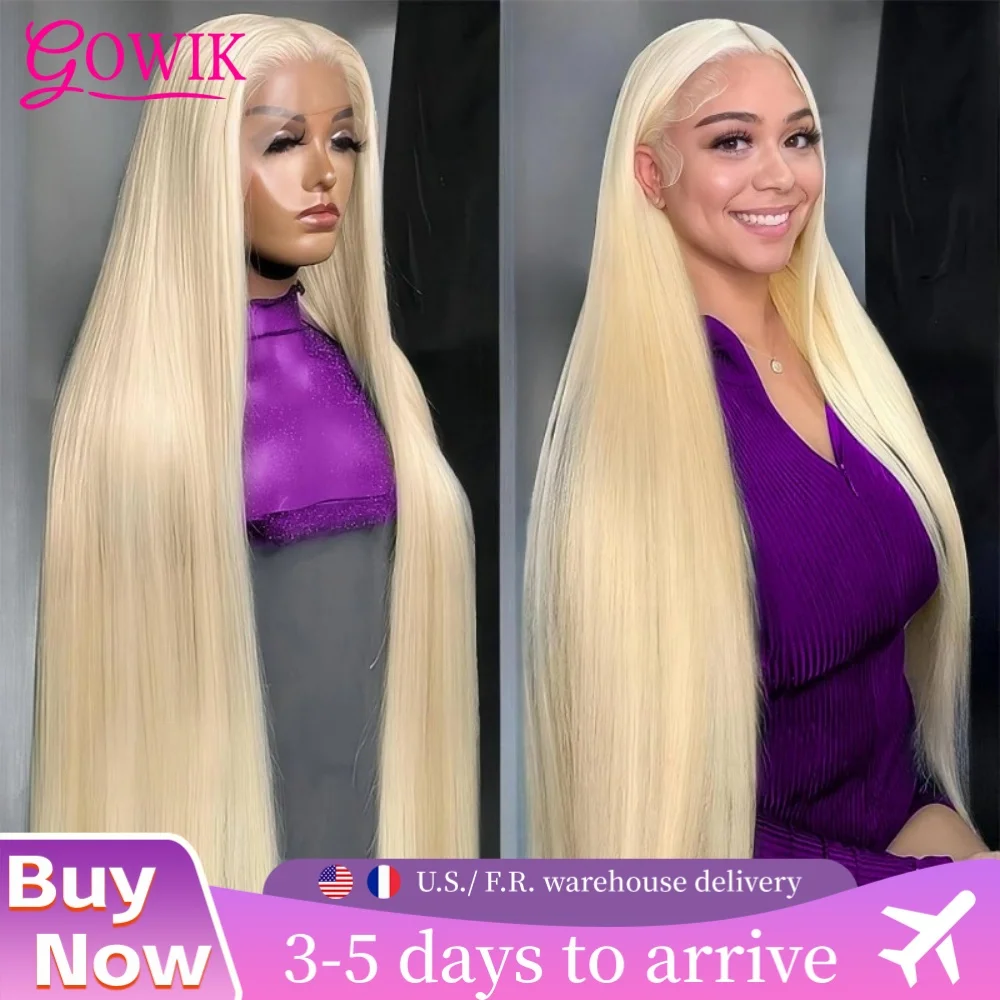 

200% Плотность HD Парик Фронта Шнурка Прямой Блондин 613 Человеческие Волосы Предварительно Сорванные 100% Бразильские Парики Фронта Шнурка Человеческие Волосы для Женщин