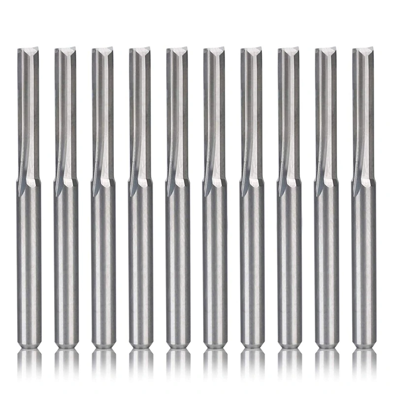 

10Pcs 2 Flute Cnc Router Bits 3.175Mm Straight Slot Tungsten Steel Milling Cutter for Wood Plastic