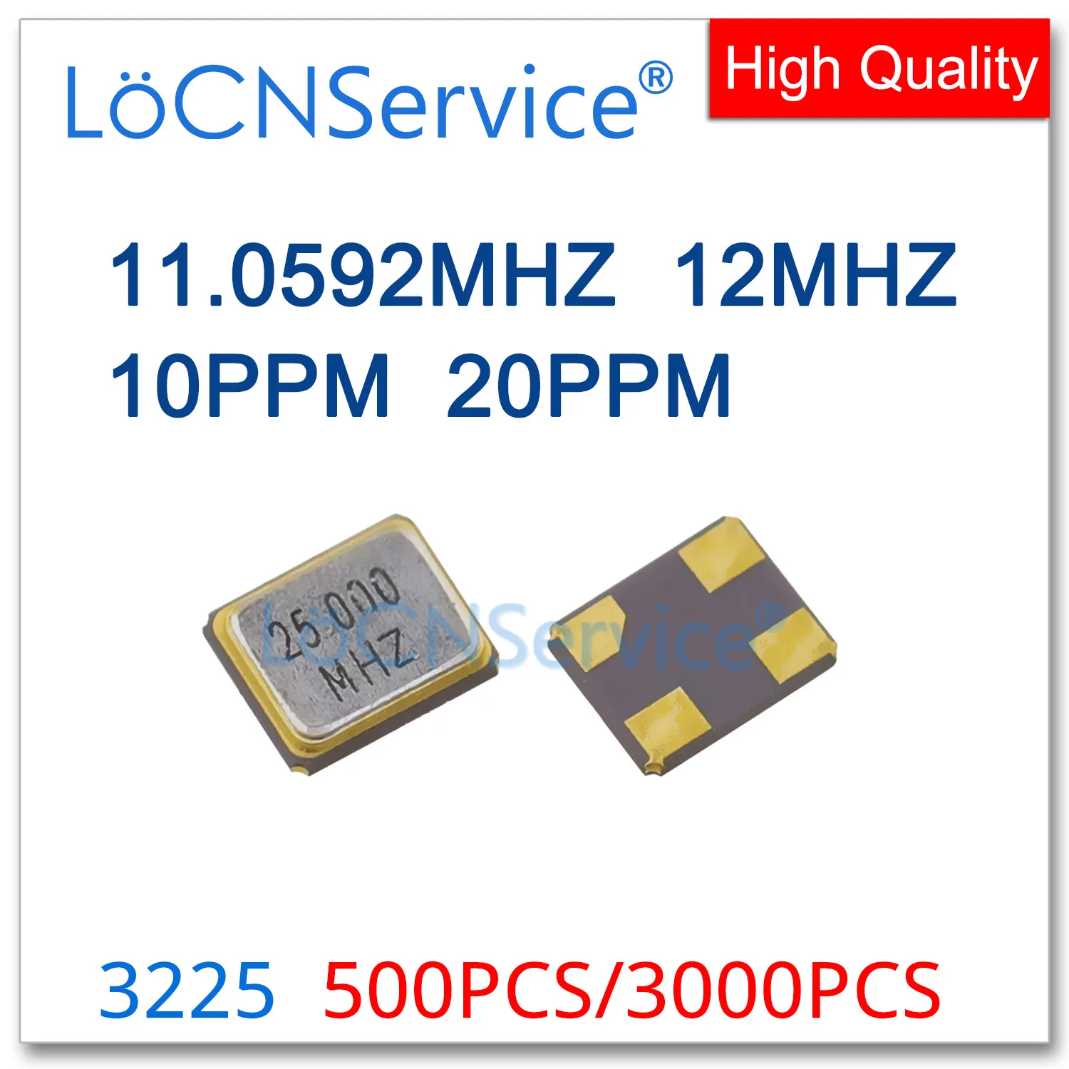 11.0592MHZ 12MHZ 10PPM 20PPM 500PCS 3000PCS SMD Passive quartz crystal oscillator 4Pin 3225 11.0592M 12.000mhz 12M Resonators