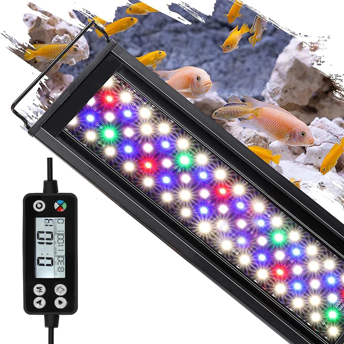 

60/75CM WRGB 22W Aquarium LED Lighting with Timer Waterproof Full Spectrum Sunrise Sunset Plant Grow Extendable for Fish Tank