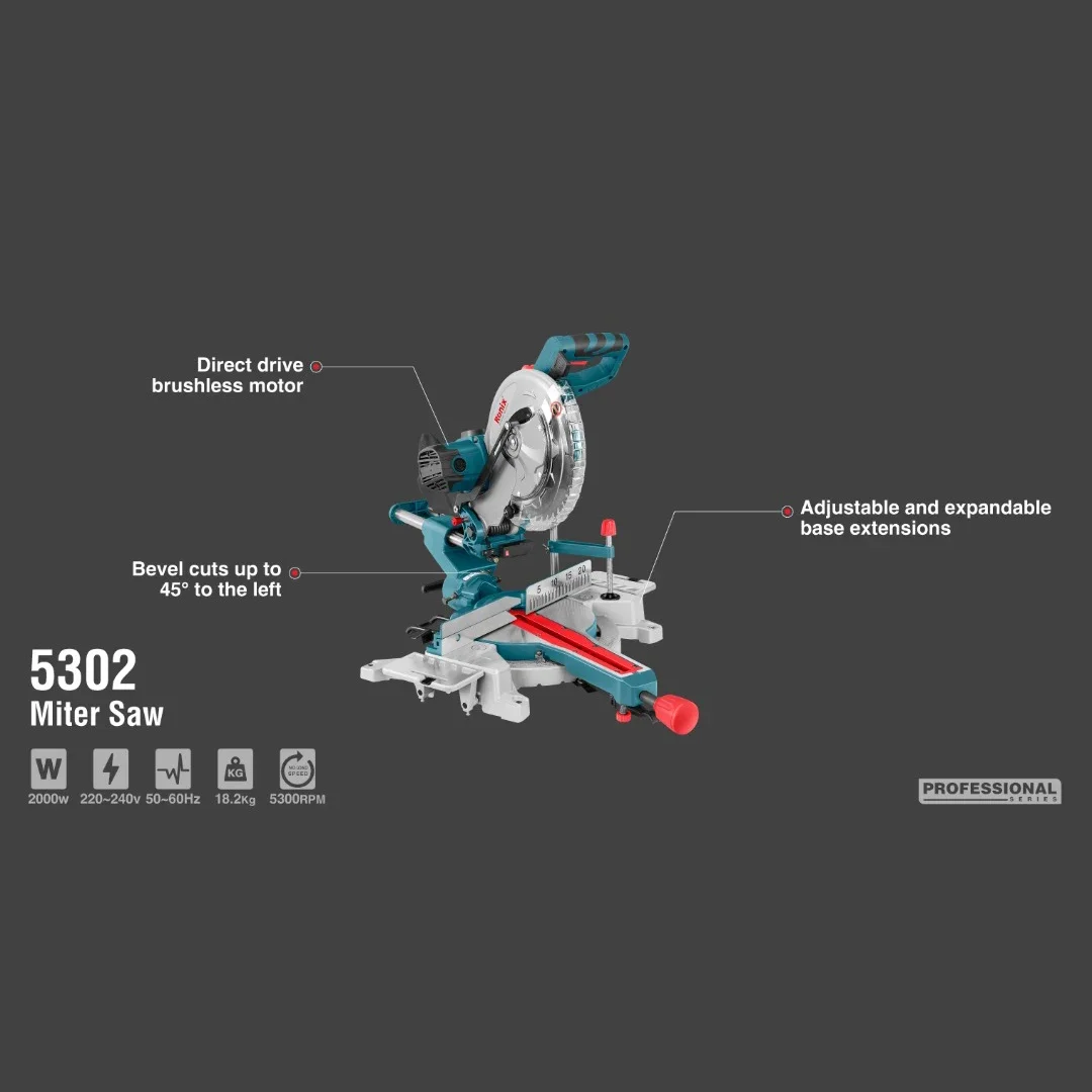 5302 Power Saws 2000W 255mm Brushless Compound Sliding Miter Saw Machine 10inch,Aluminum Cutting Portable Electric