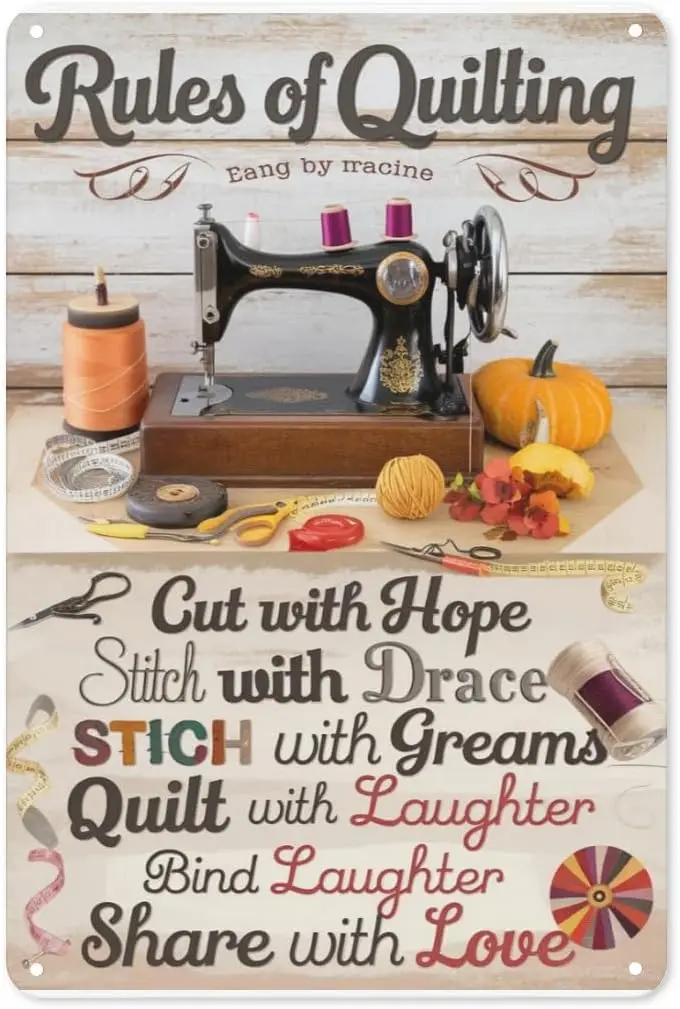 Quilters Guide Tin Sign IN Retro Metal Wall Art for Craft Room, Fabric Store  Grandmas Cottage Decor-Aluminum