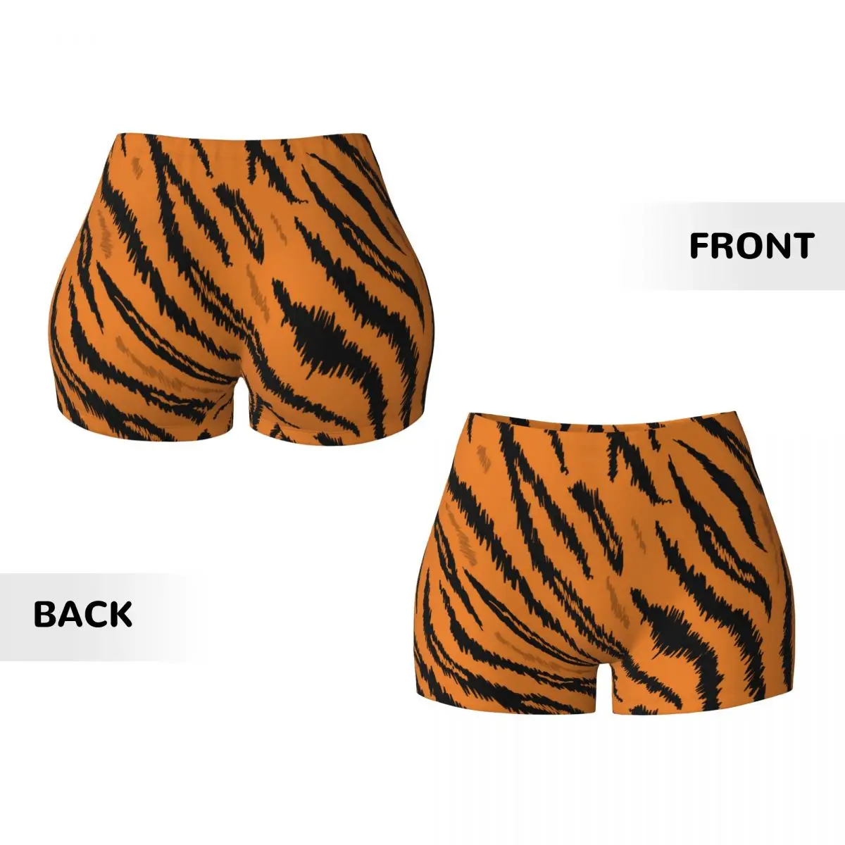 Custom Women Tiger Texture Animal Pattern Workout Yoga Shorts Athletic Gym Volleyball Biker Shorts