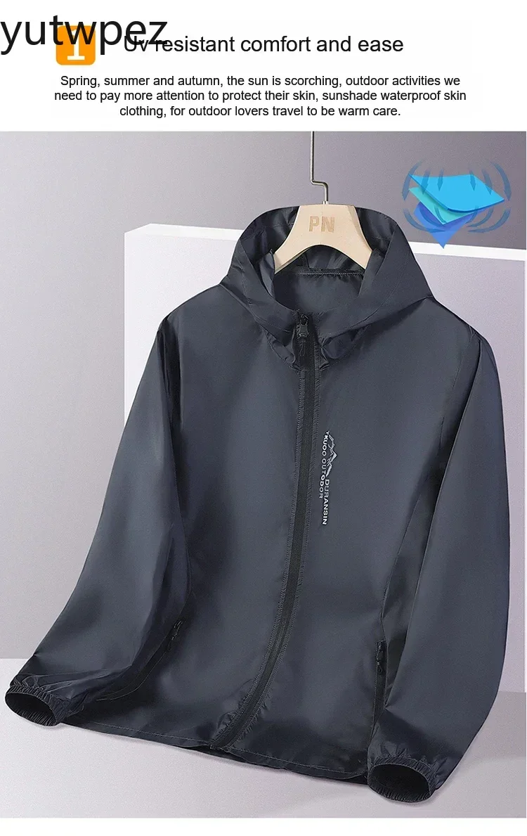 Sport-Laufjacke für Herren mit UV-Schutz UPF50+, Leichte Sonnenschutz-Windjacke für Sommer, Outdoor-Wandern, Hautschutz-Mantel in Übergrößen – Detail 4