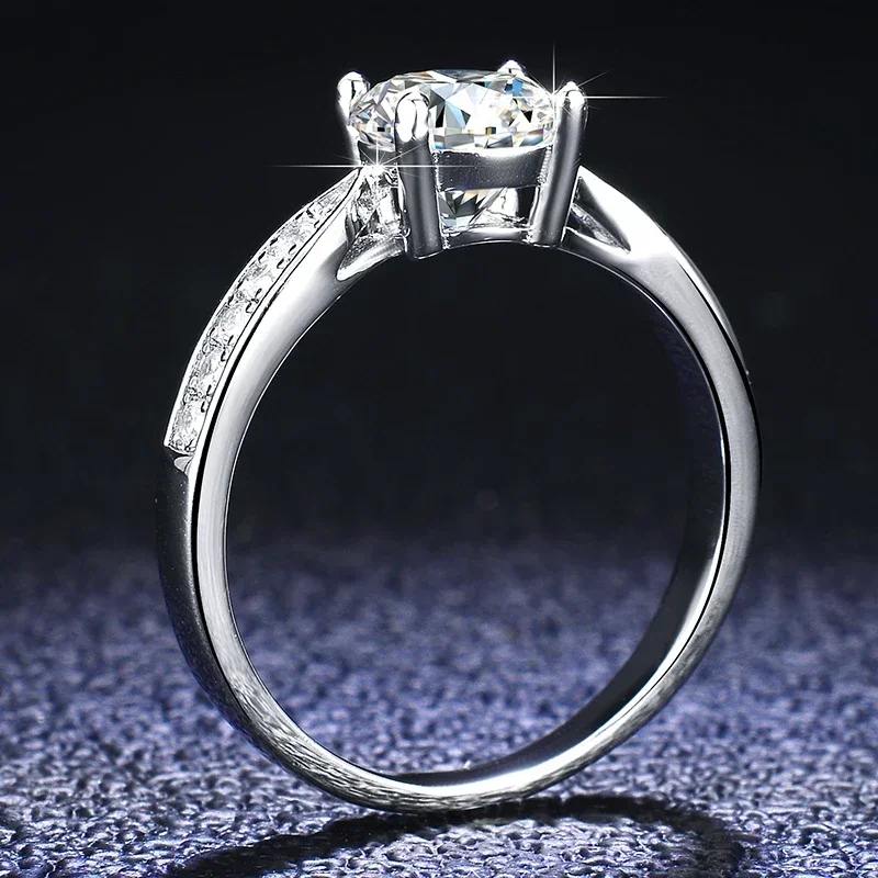 Anel de platina pt950 sólido 1 ct moissanite anel de diamante luxo aliança de casamento joias finas acessórios de presente feminino