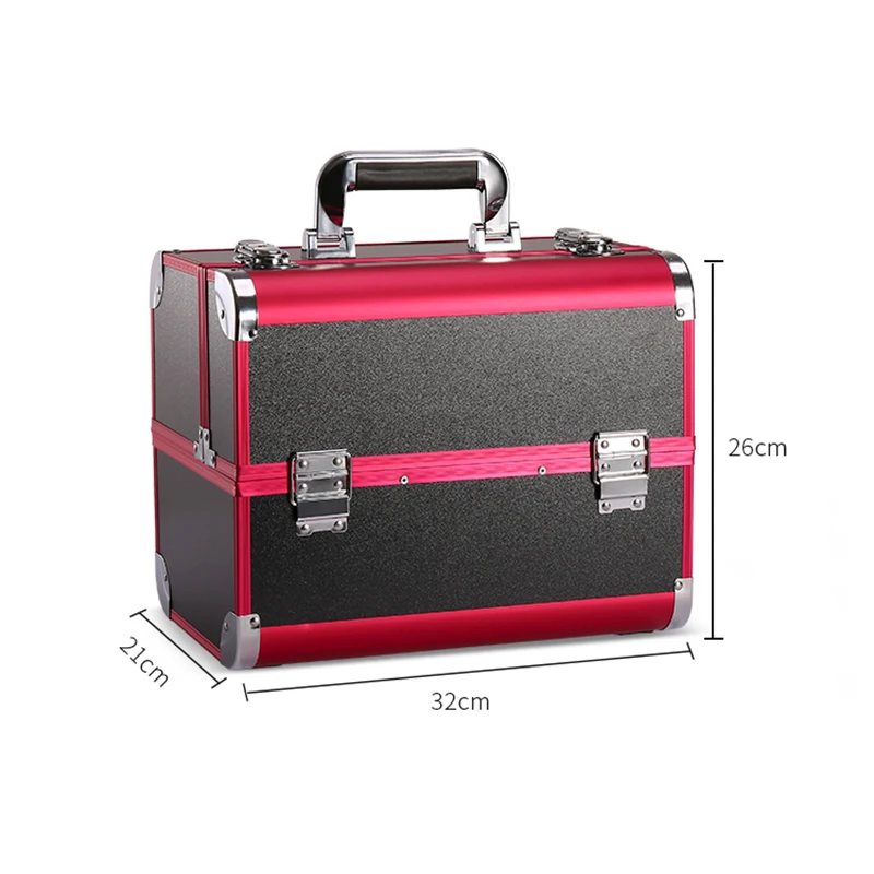 Makeup Train Case Pro Adjustable 4 Sliding Trays Cosmetic Case Storage Organizer Box Lockable Compartments