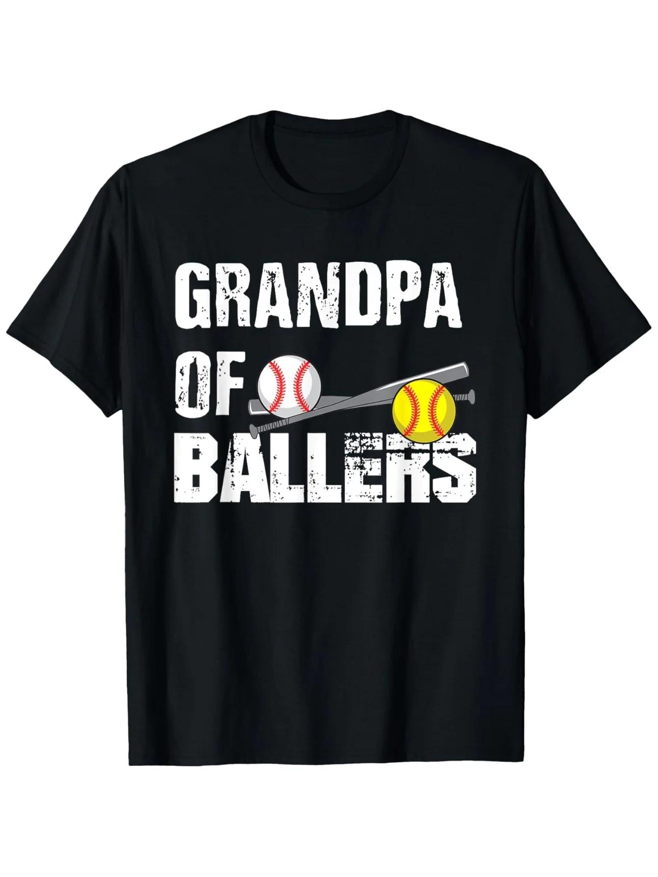 

Забавная футболка с рисунком «Дедушка мяча» и софтбола — черная повседневная футболка с коротким рукавом для мужчин, тату, подростков — День отца