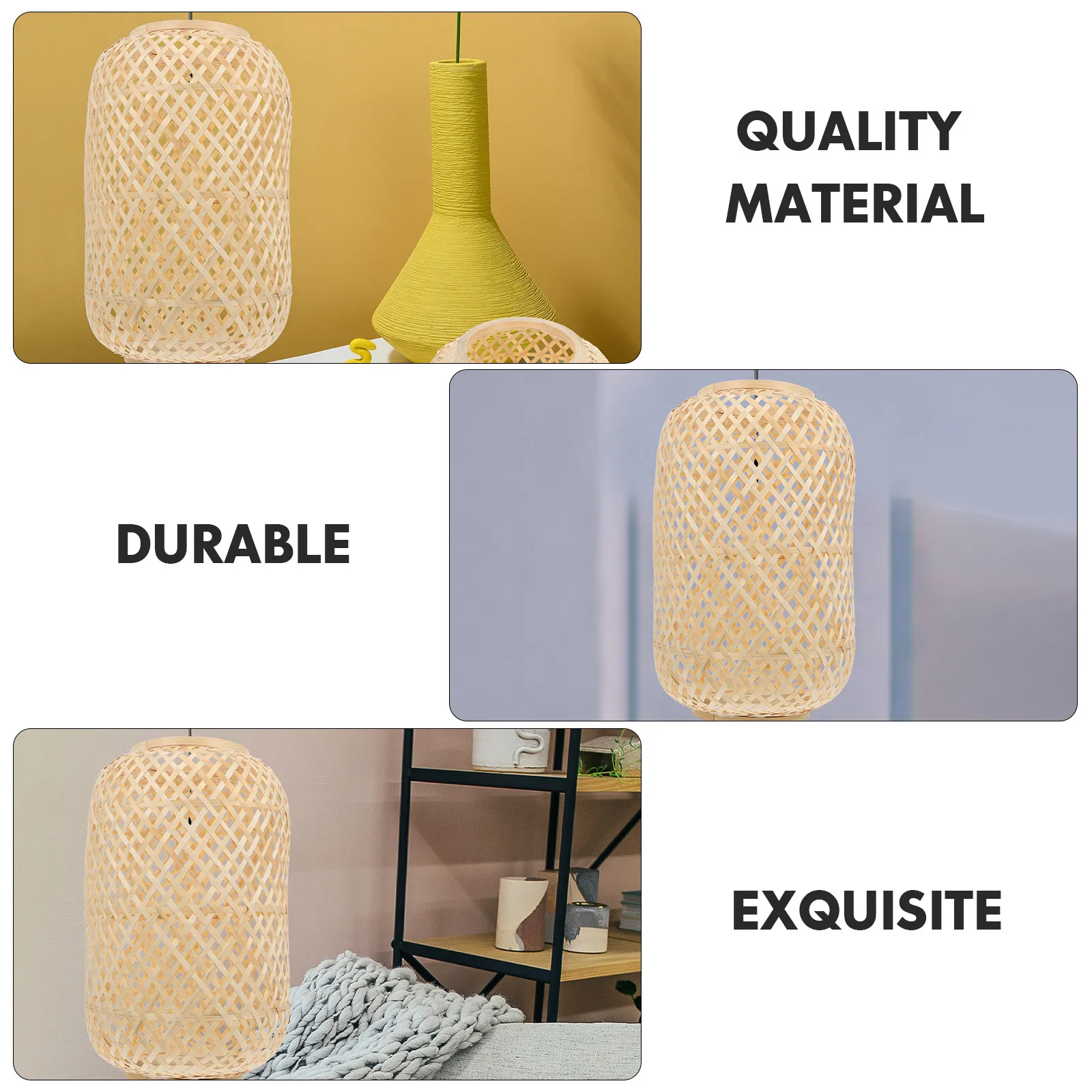 

Bamboo Weaving Lampshade Durable Cover Globe Lantern Home Decor Woven Design Ceiling Light Creative Stylish Accessories