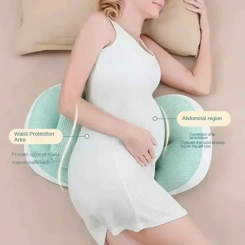 Almohada de soporte de cintura ajustable para embarazo, cojín corporal de algodón multifuncional para mayor comodidad y ropa de cama de maternidad