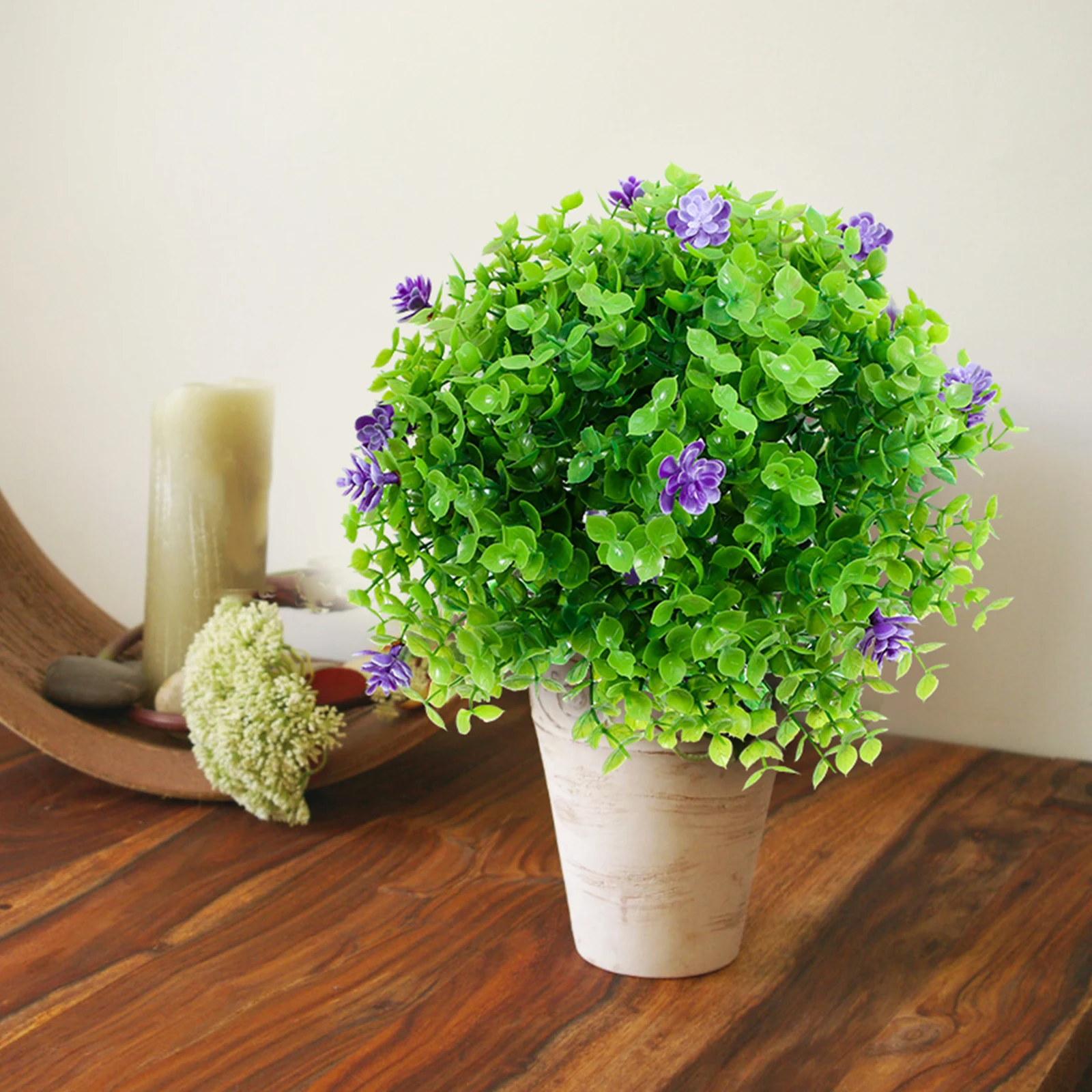 

1Pcs Decorative Eucalyptus Simulation Plant Topiary Ball With Flowers Fake Grass Ball For Wedding Arrangements
