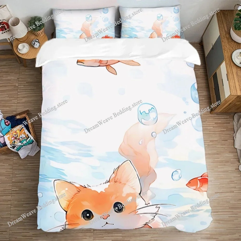 

Fashion 3D Print Anime Bed Sheet Cat Romance Art Bedding Set Single Twin Full Queen King Size Bed Set Adult Bedroom Duvet cover9