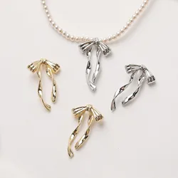 6PCS Dainty Bow Charms for Jewelry Making Pendant Findings DIY Hand Made Brass Supplies 14k Gold Plated 18*30mm Accessories