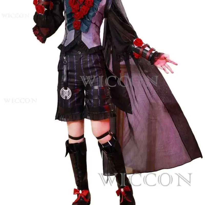 Identity V Emil Patients Cosplay Night Skin Black Gothic Rose FANCY Suit Top Shorts Game Animal Cospacy Party Couple Suit Unisex