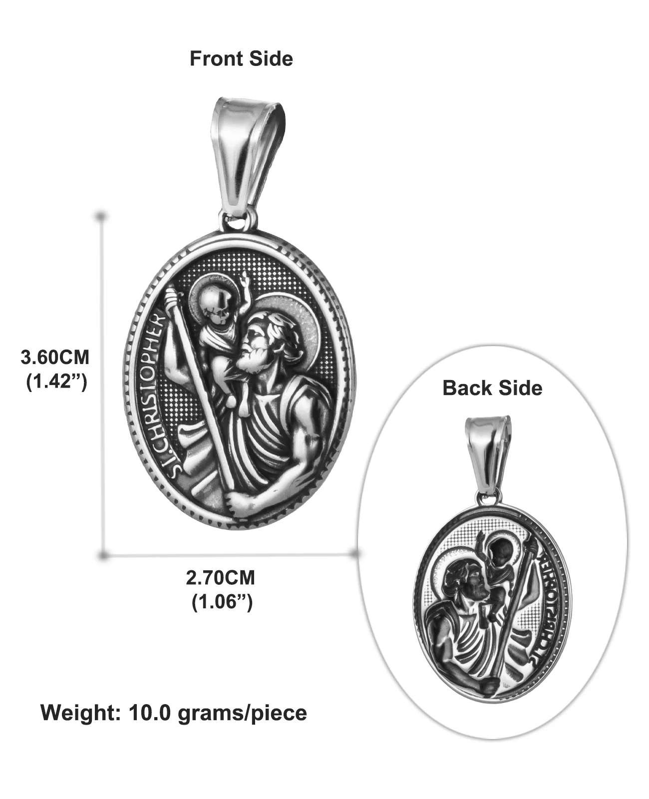 Diyalo 3 ألوان الفولاذ المقاوم للصدأ سانت كريستوفر قلادة تميمة عقد دي اي واي تأكيد الأسرار مجوهرات الإغاثة الدينية