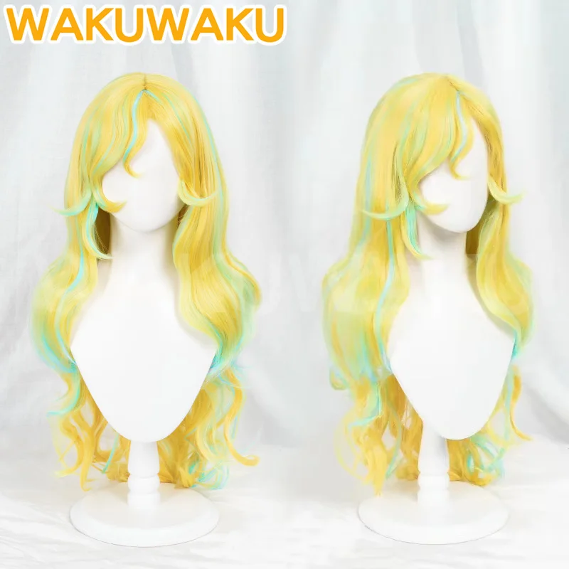 IN STOCK Lagoona Blue Wig Anime Cosplay Wig WakuWaku Lagoona Blue Cosplay Women Cute Long Yellow Hair Heat Resistant Christmas