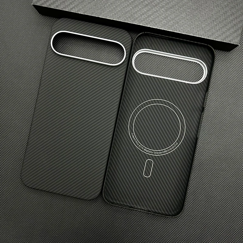 

Для Google Pixel 9 10 Pro XL Magsafe Чехол из арамидного волокна Магнитный ультратонкий тонкий противоударный чехол для телефона с металлическим кольцом для камеры