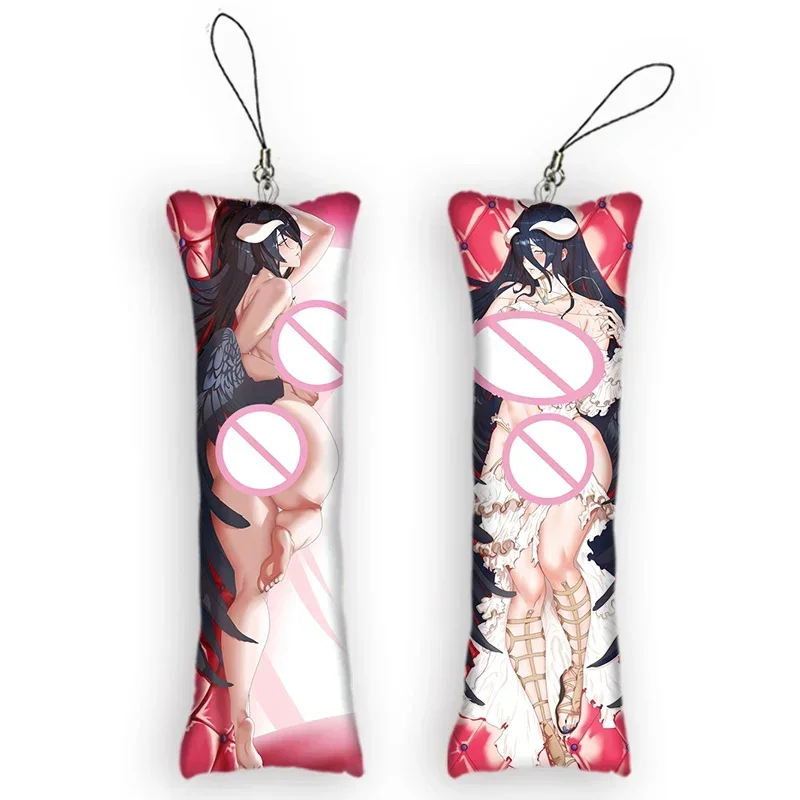 

New Pattern Anime Keychain Albedo Dakimakura Mini Pendant 2 Side Hanging Ornament Cute Small Pillow Pendants