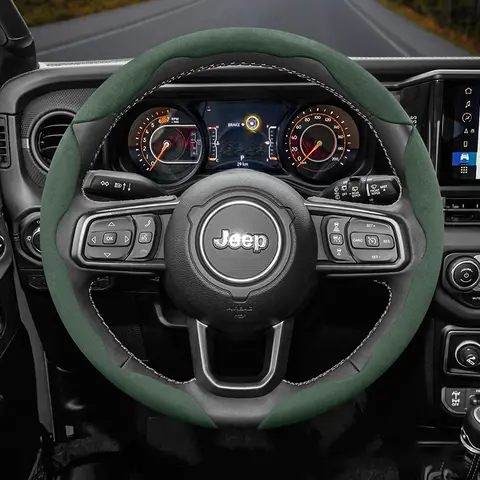 Jeep Suede 스냅 온 스티어링 휠 커버 Fit Renegade Compass Wrangler Jk Jl 그랜드 체로키 Wk2 액세서리 Wj Portachiavi