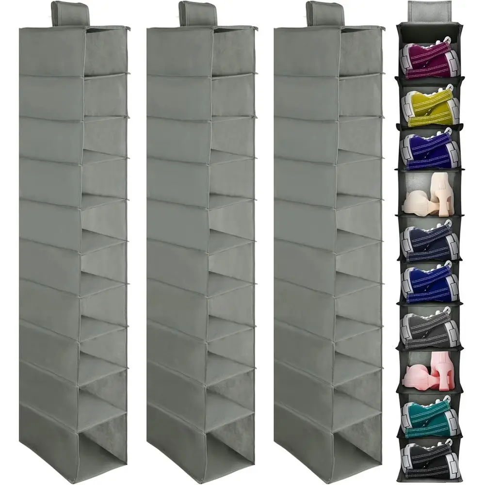 

Hanging Shoe Shelves 10 Shel Hanging Shoe Organizer Holder for Hats and Handbags Closet Space Saving
