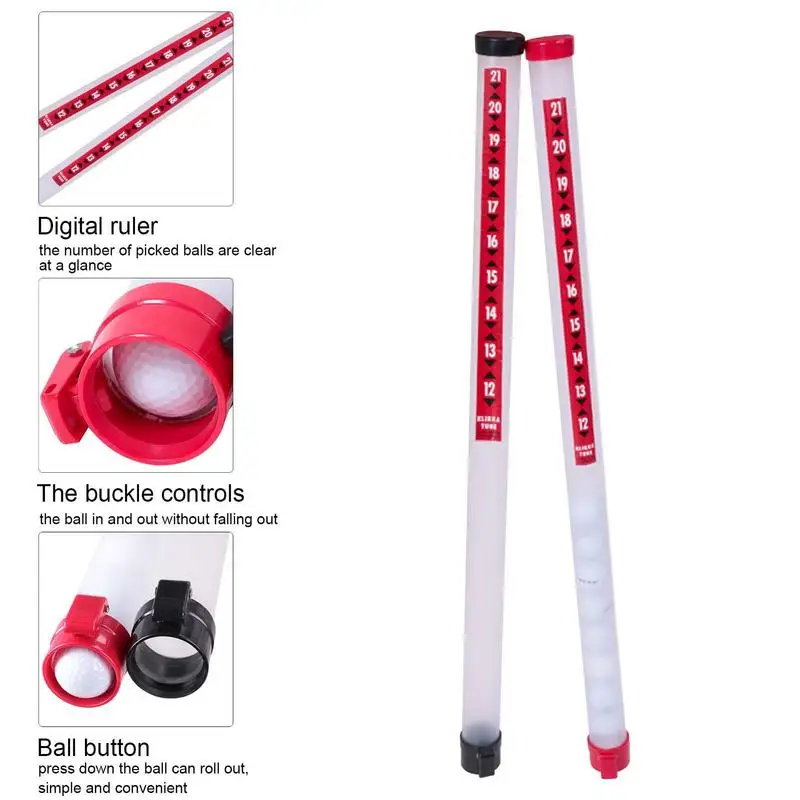 PG M Golf Ball Picker Shag Tube - Plastic with Ball Release Retrievers Collector Grabber Picker Pick Up Golf Supplies