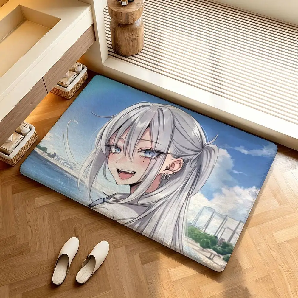 H-Haimiya Mio Cute Senpai  Shower Room Absorbent Small Floor Mat Soft Comfortable Decorative Foot Mat