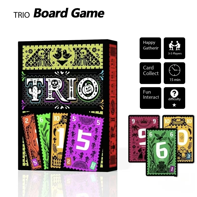 

TRIO board game strategy card toy, family game pairing, perfect gaming entertainment gift for all ages