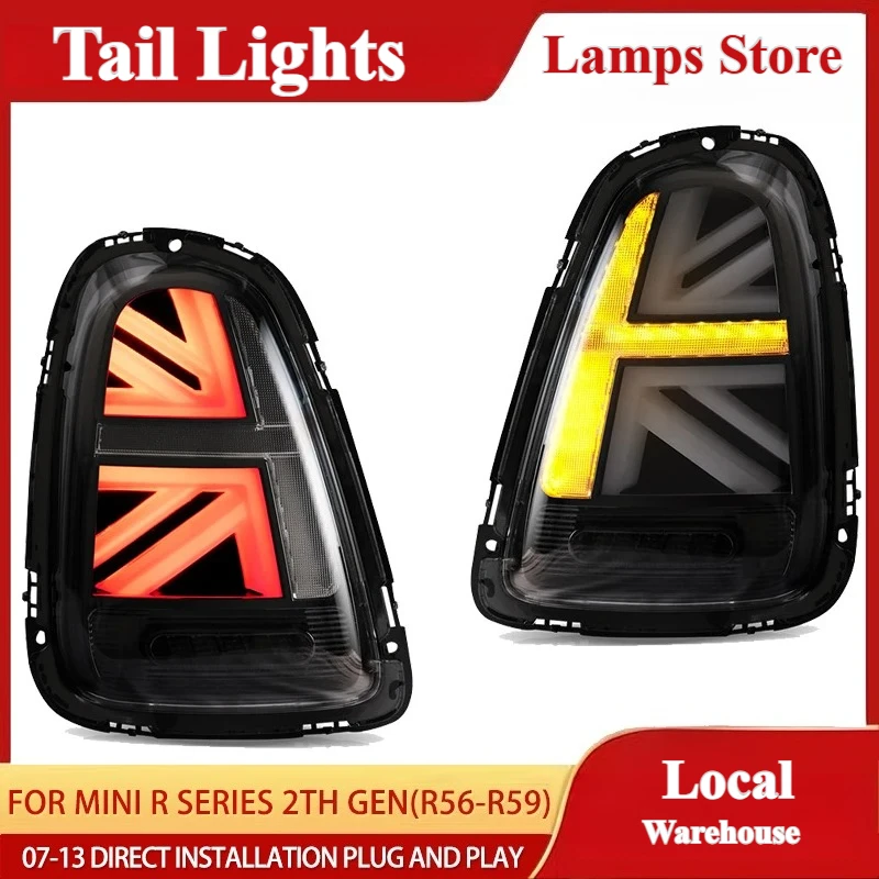 Feux arrière LED pour Mini R Series 2ème génération R56 R57 R58 R59 2007-2010, clignotants séquentiels ambre, ensemble de feux arrière, 1 paire