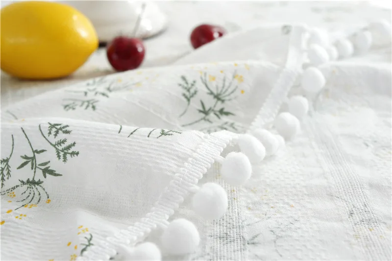 Table Protector Cover Transparent Cotton Tablecloth Round Tassel  Table Cover Kitchen Dinning Tabletop Decoration Jacquard Weave