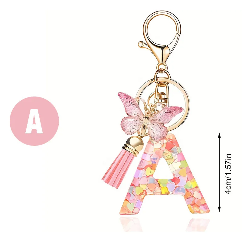 Fashion DIY A-Z Letters Keychain Metal Holder Pendent Key Chain Women Car Key Ring Simple Letter Name Key Party Gift Jewelry