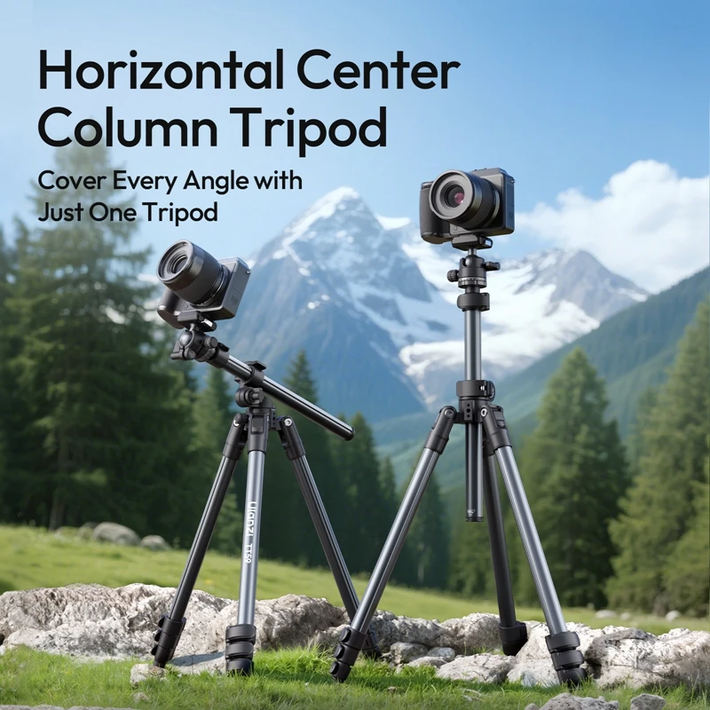 Ulanzi TT59 عمود مركزي أفقي ترايبود 3 كجم تحميل مع Uka سريع الإصدار 1.75 متر حامل ثلاثي ممتد لقطات التصوير الفوتوغرافي للكاميرا