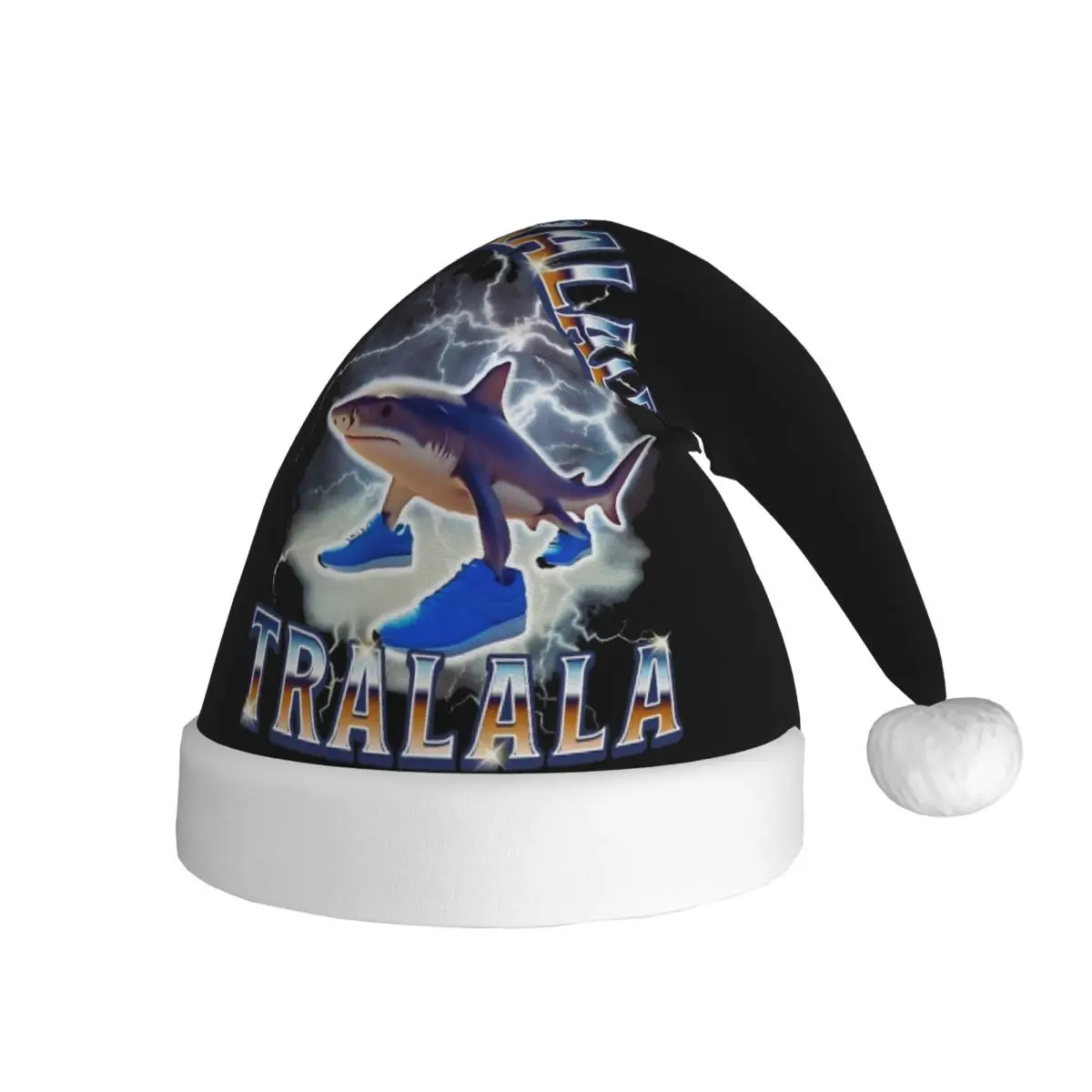Tralalero Tralala Christmas Hat for Adult Men Women Italian Brainrot Meme Santa Hat Cap Christmas Party Decoration Gift
