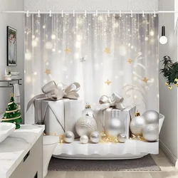 White Snowman Christmas Shower Curtains Christmas Gift Blue Forest Deer Rustic Cottage Washable Home Bath Curtain Bathroom Decor