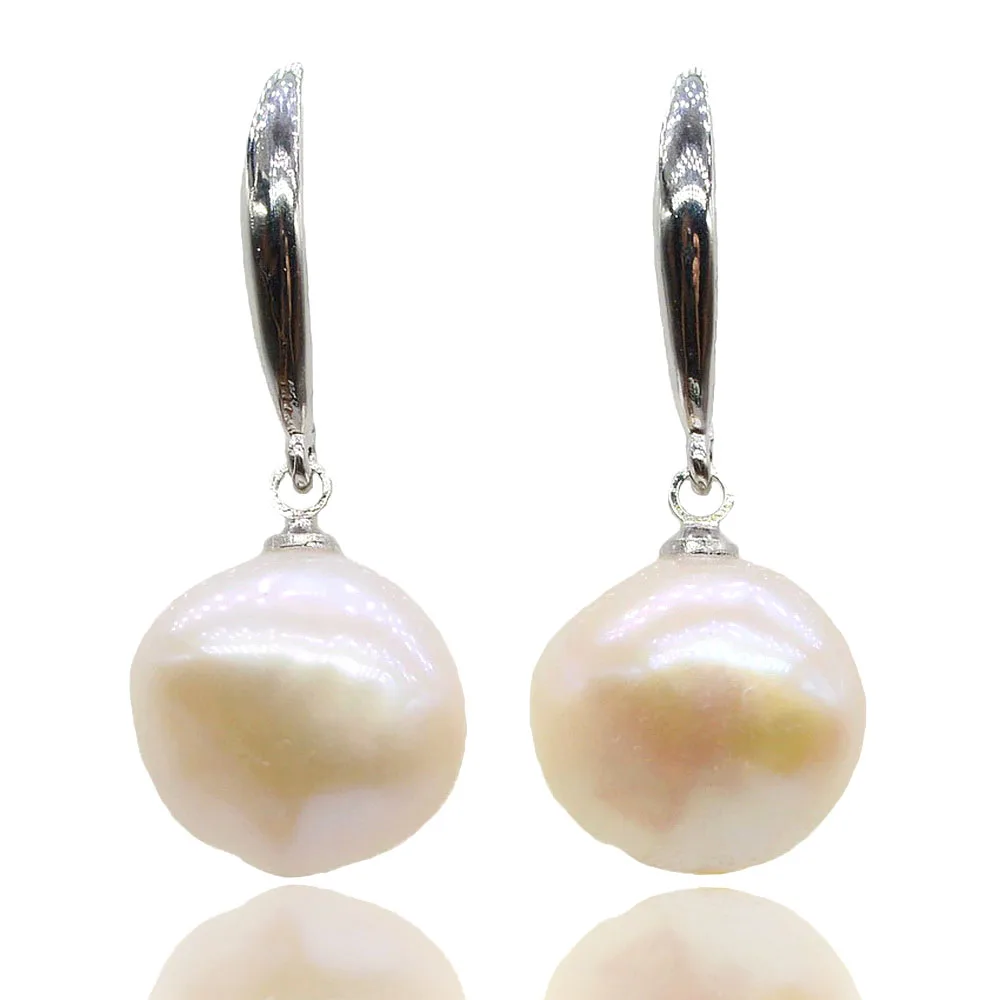 Ladies Earrings Natural Freshwater Pearl Earrings Baroque 925 Silver Drop Earrings Simple Style, White, Black, Free Shipping