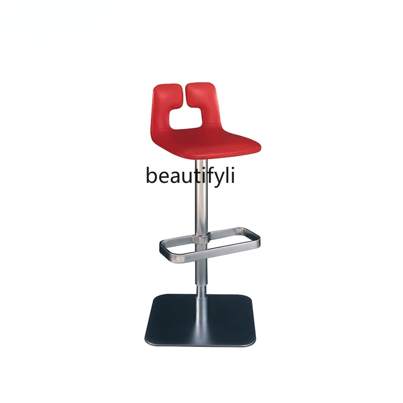 Nordic Modern Design Creative Fashion Metal Leather Adjustable Bar Bar Chair Coffee Stool Villa