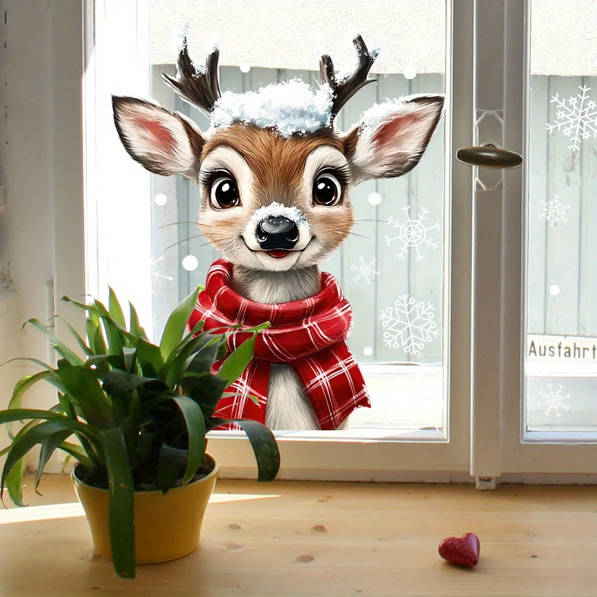 1 قطعة وشاح عيد الميلاد ندفة الثلج الرنة زجاج النافذة الشارات ثابت تتشبث ملصق مقاوم للماء لغرفة النوم غرفة المعيشة ديكور المنزل