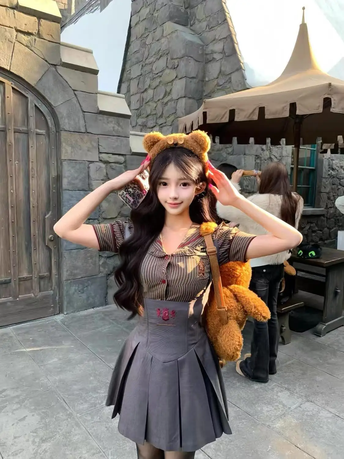 

Винтажная рубашка в полоску с матросским воротником, мини-платье на бретелях, костюмы Y2k, корейский наряд, японское платье Лолиты в консервативном стиле, комплект из 2 предметов для женщин