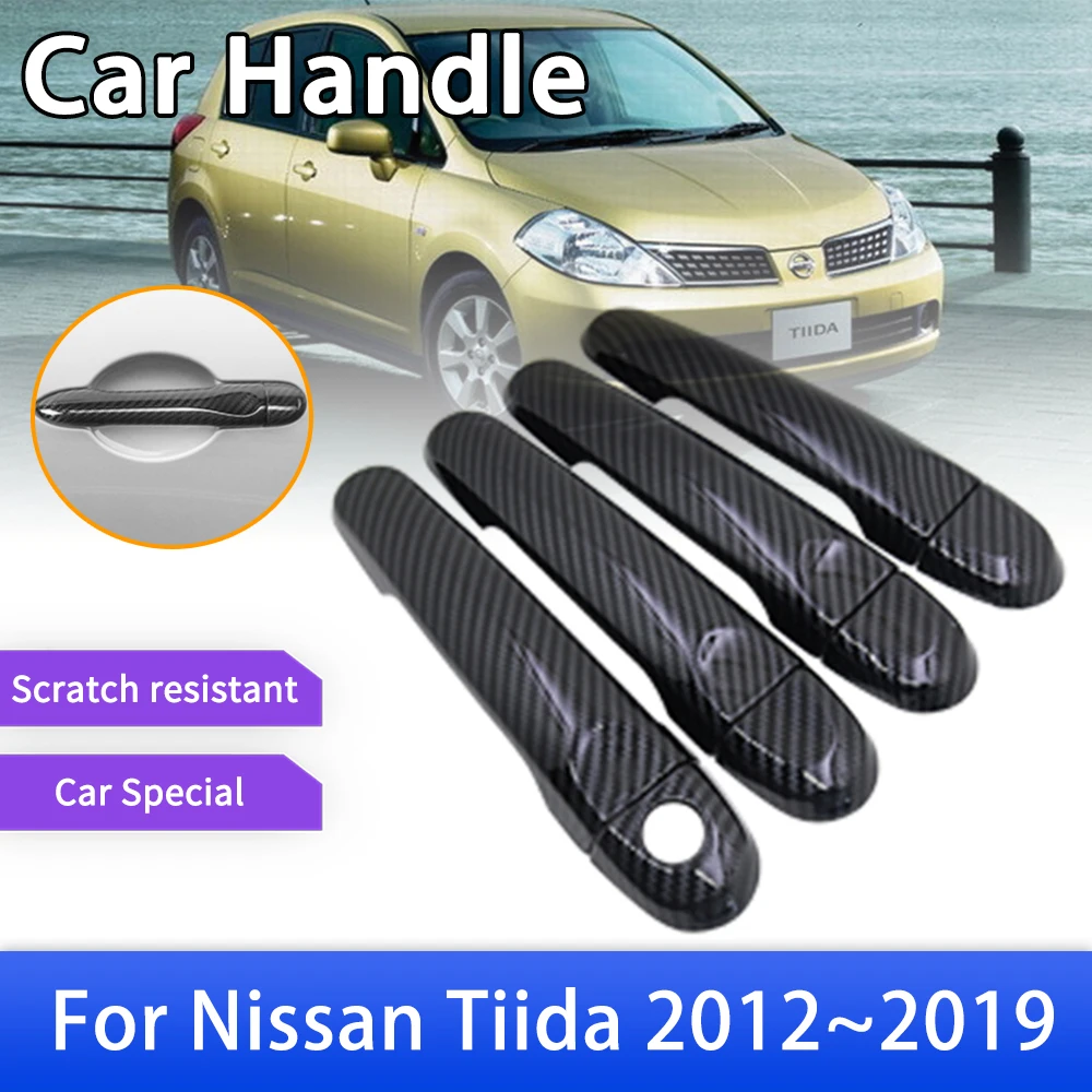 

Carbon Fiber Door Handle Cover for Nissan Tiida Pulsar C12 2012 2013 2014 2015 Sticker Trim Car Protective Film Auto Accessories